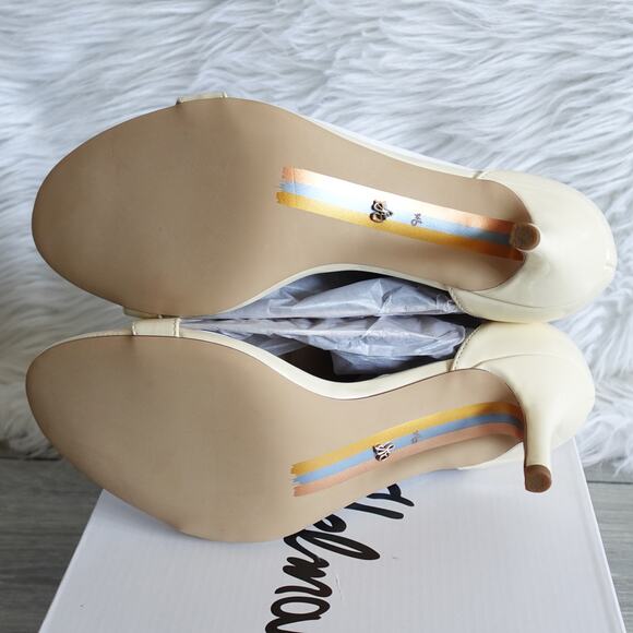 Sam Edelman Patti Ankle Strap Sandal Cream Patent New size 9.5W Wide - Picture 12 of 16